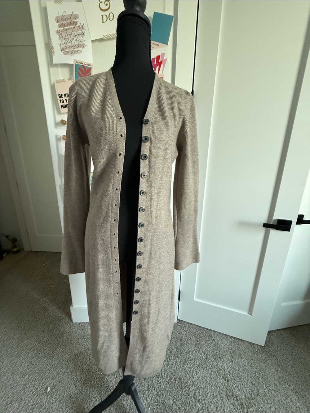 Long Button-Front Cardigan Sweater Dress